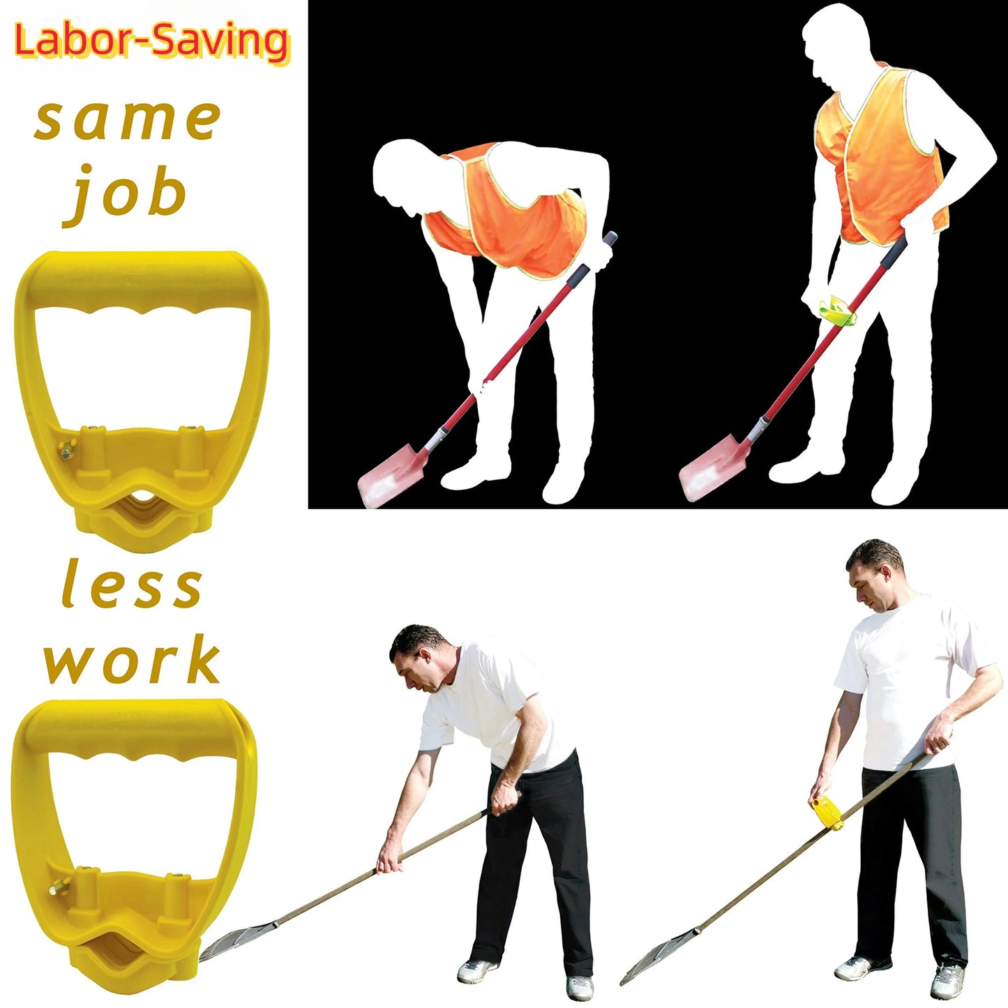 Shovel or Rake labor-saving Handle Attachment Shovel Work with Garden Shovels Rakes, D Grip Ergonomic Handle Replacement